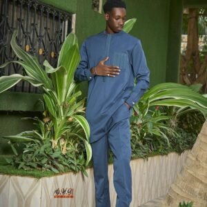 Costume africain bleu pétrole